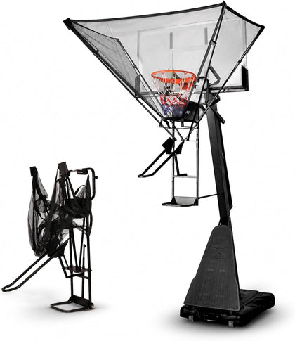 Basketball Return System, Automatic Ball Return Net, 180° Rotating Chute, Quick Fold & Fast Storage, Roll & Go