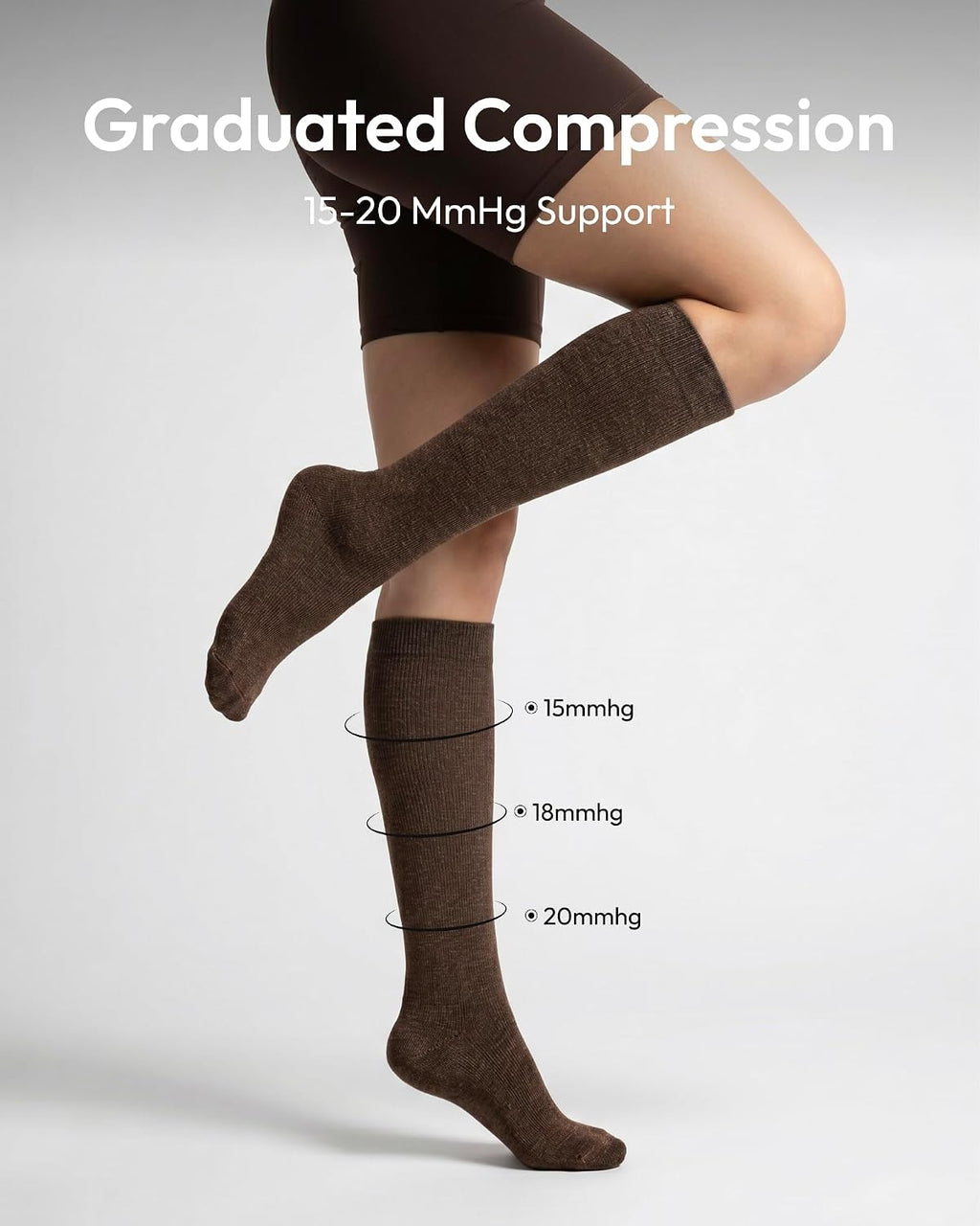 Cotton Compression Socks for Flying Women Men 15–20 mmHg 3 Pairs Circulation Support Socks for Pregnancy Nurse