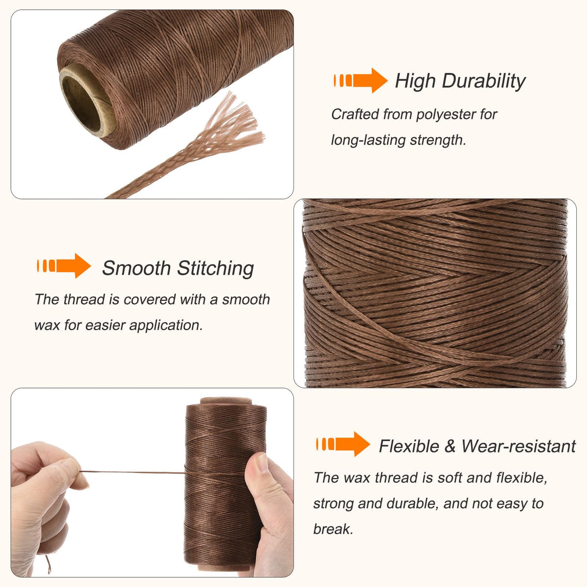 Waxed Thread Wax String 197 Yard 1mm 210D Flat Light Brown