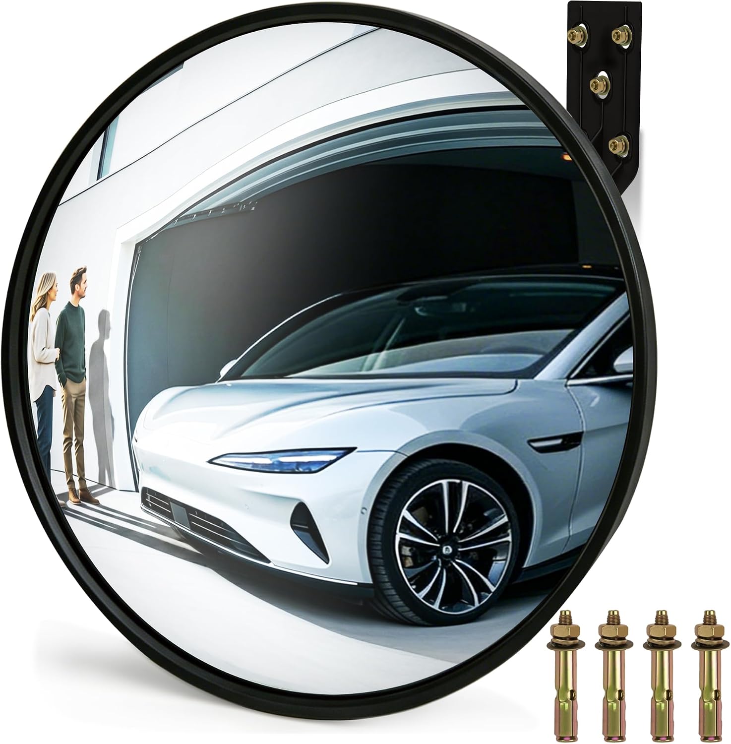 Shatterproof Acrylic Convex Mirror 12 Inch with LifetimeWarranty, Wide Angle Anti Theft Blind Spot Mirror with Wall