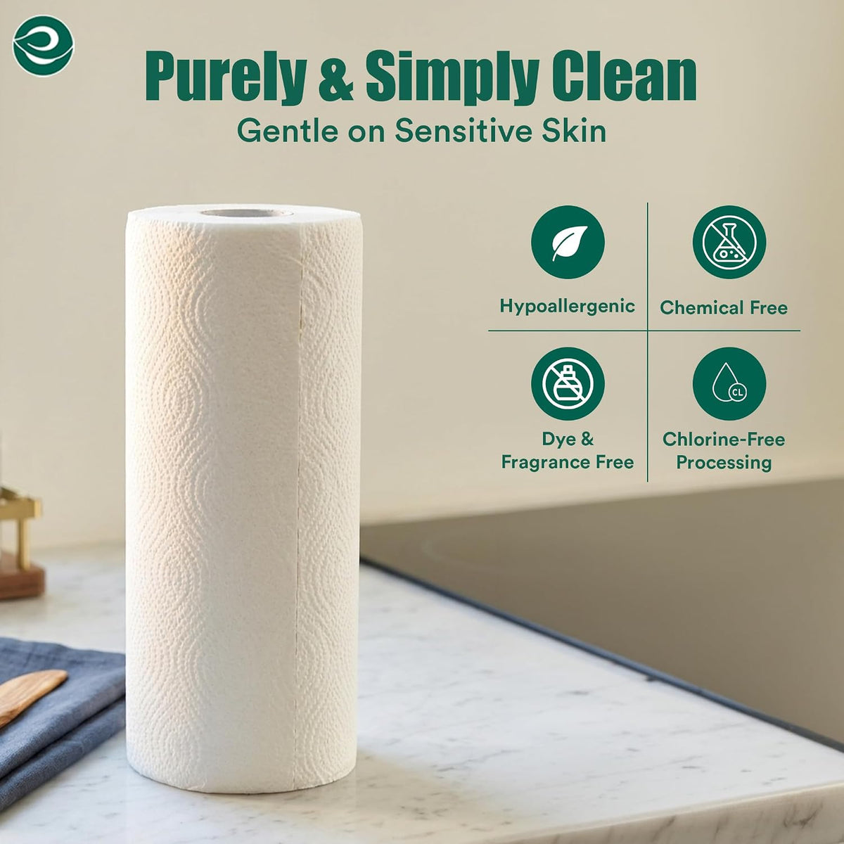 Bamboo Kitchen Paper Towels, (2-Ply, 6 Rolls, 150 Sheets Each)