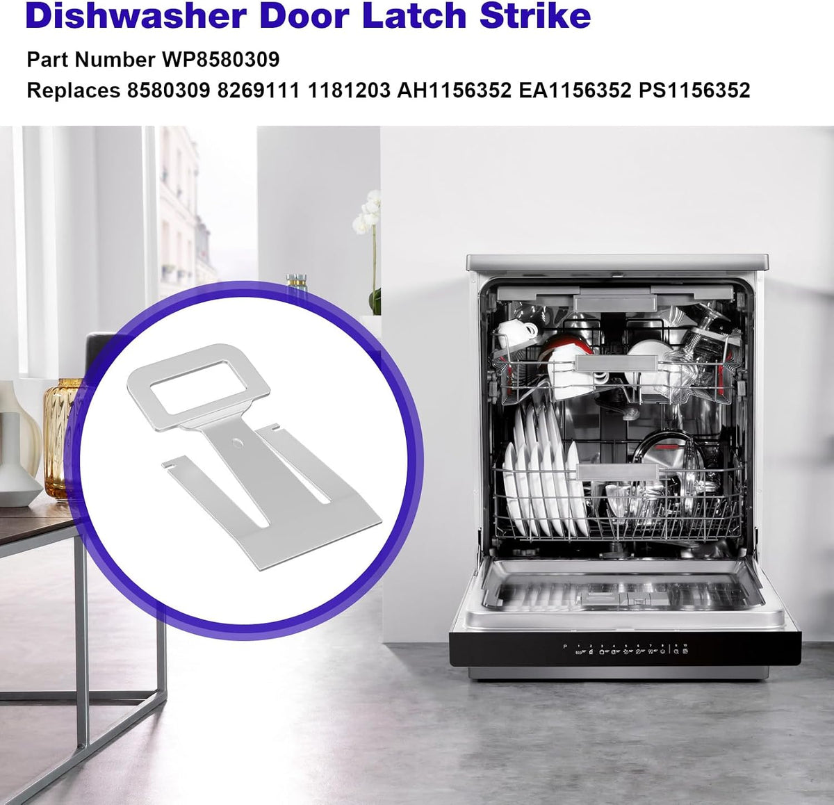 WP8580309 Dishwasher Door Latch Strike for Whirlpool Kenmore Dishwasher
