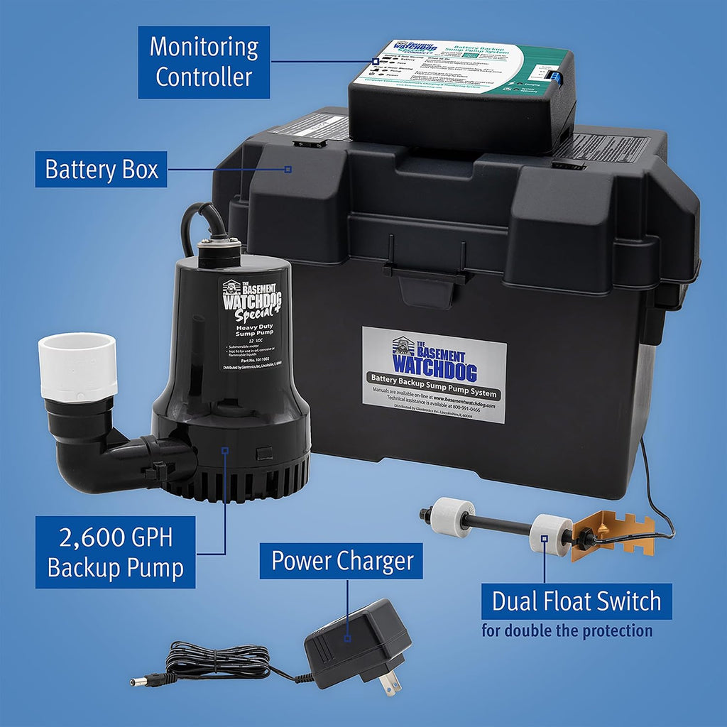 The Basement Watchdog Special CONNECT Battery Backup Sump Pump System w/Copper-Wound Motor, 2,890 GPH (BWSP);