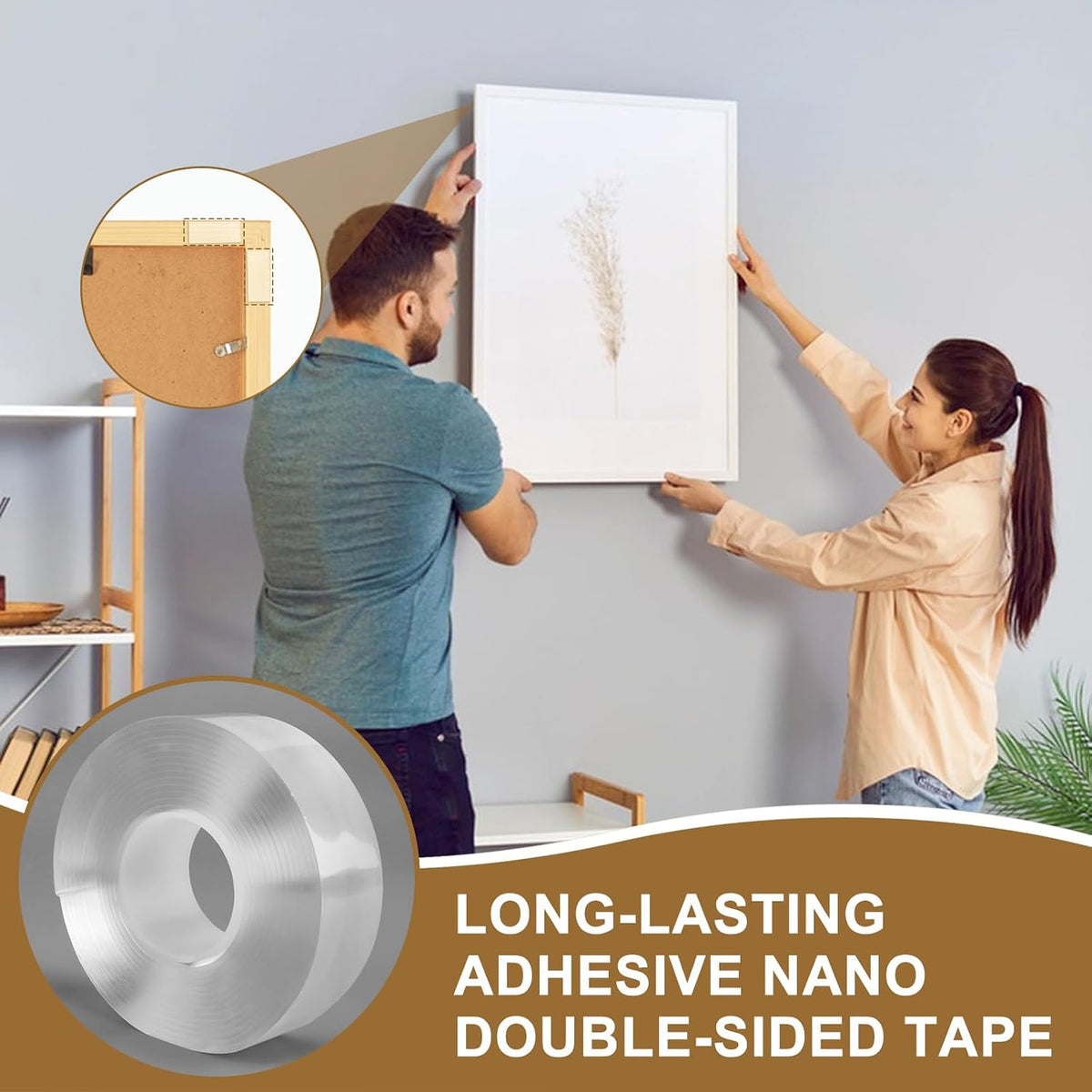 9.85FT Nano Double Sided Tape, Heavy Duty Mounting Clear Tape