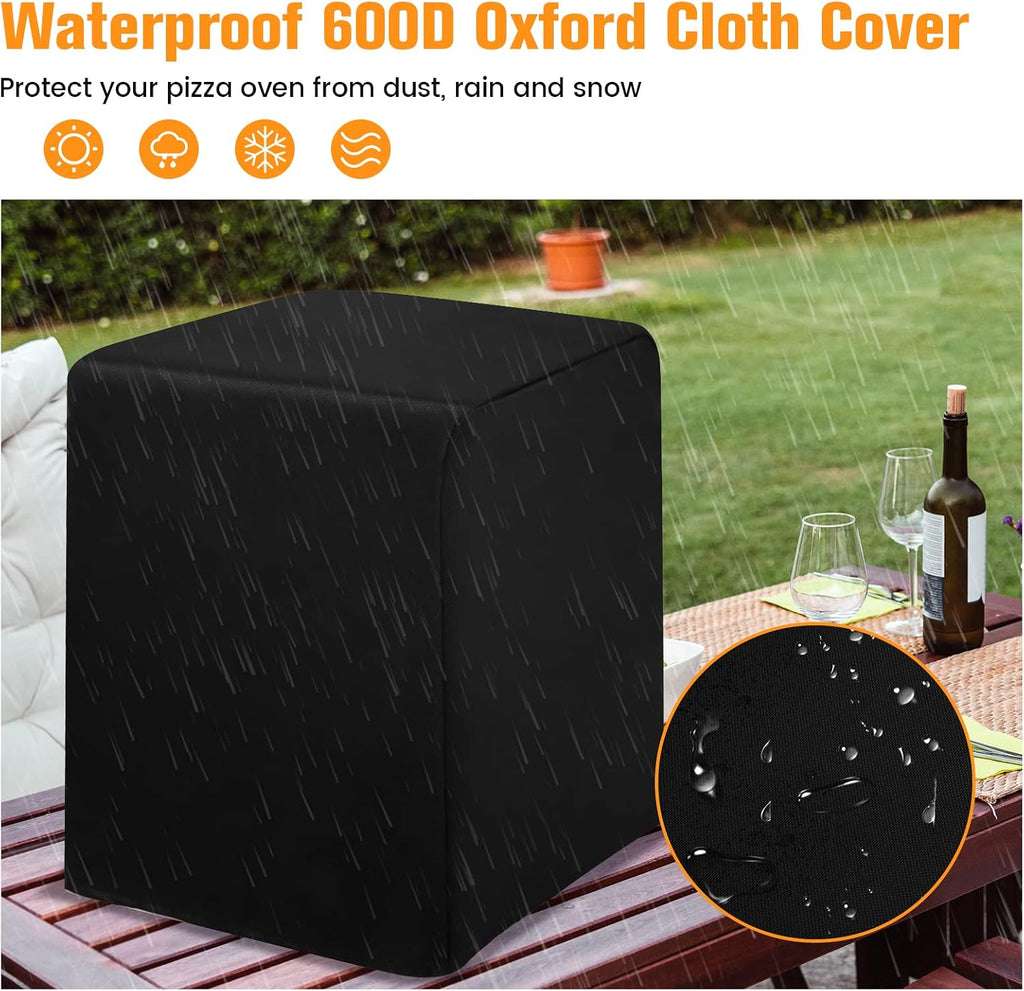 Pizza Oven Outdoor, 4-in-1 Wood Fired Pizza Oven and Grill Combo W/ 12" Pizza Stone, Pizza Peel, Water-Proof Cover &