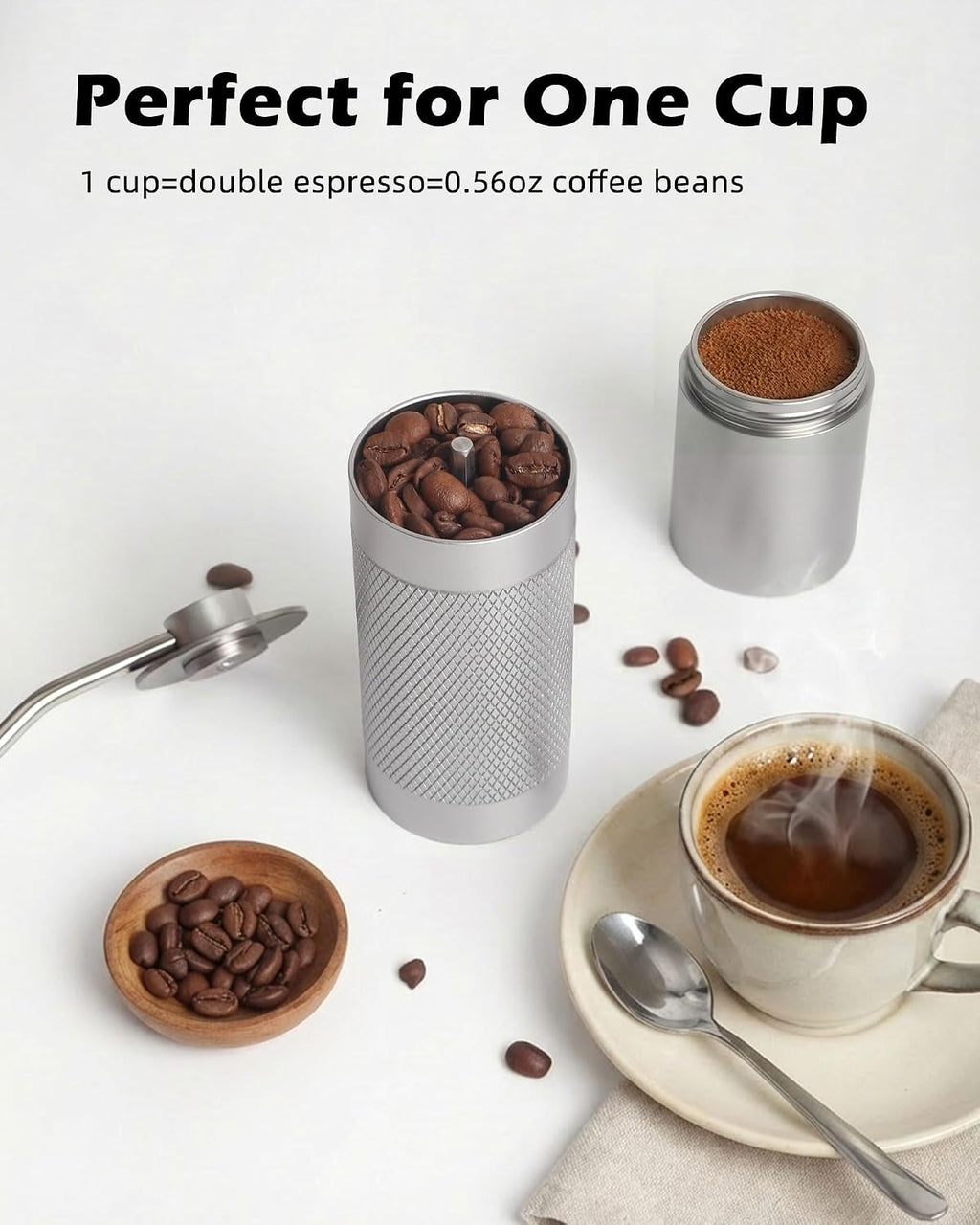 Pro Manual Coffee Grinder Stainless Steel Conical Burr With Adjustable Settings.Portable For Espresso, French press