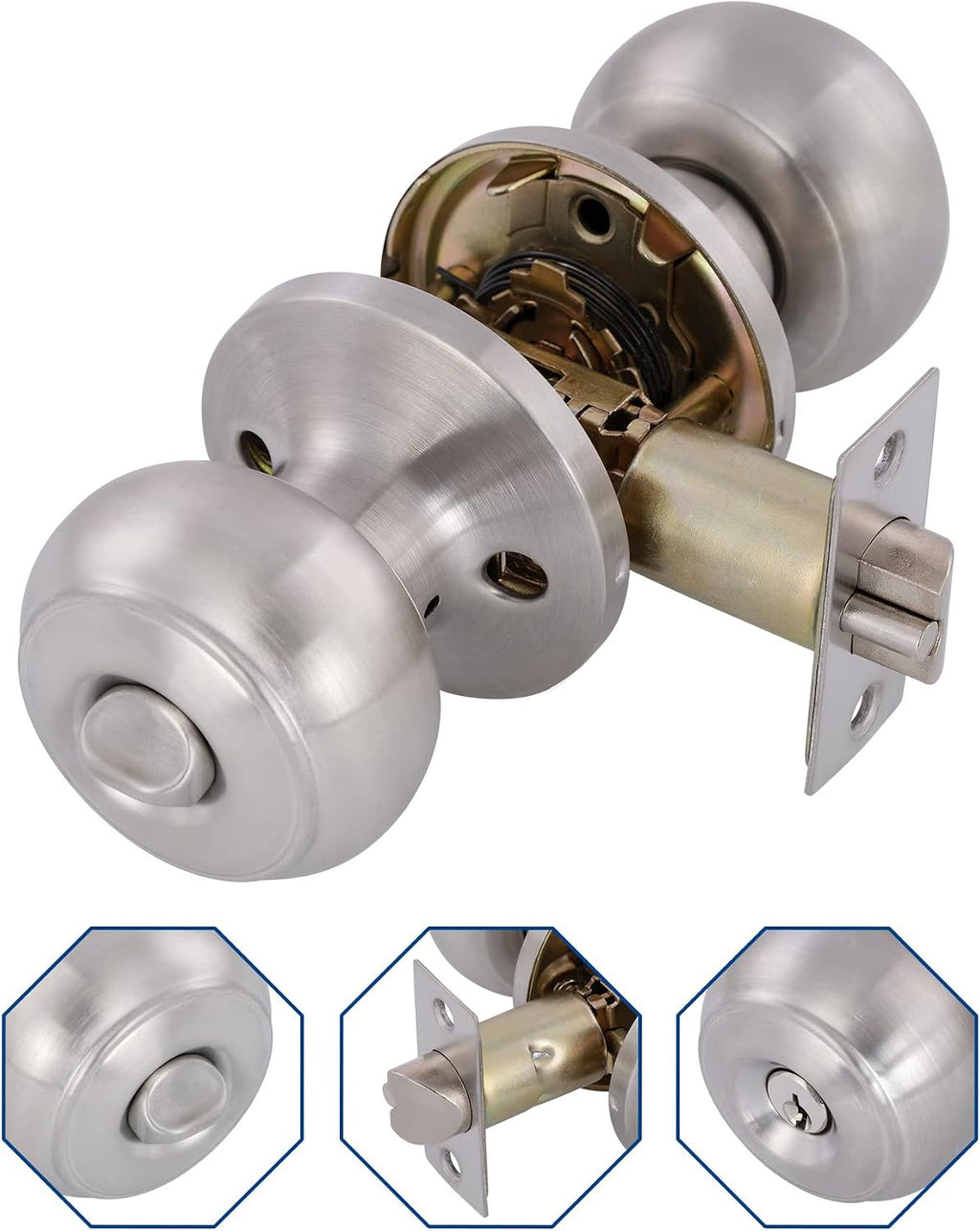 (2 Pack) All Keyed Identical Deadbolt Door knob Single Cylinder Deadbolt Lock Combo Set, Classic Satin Nickel