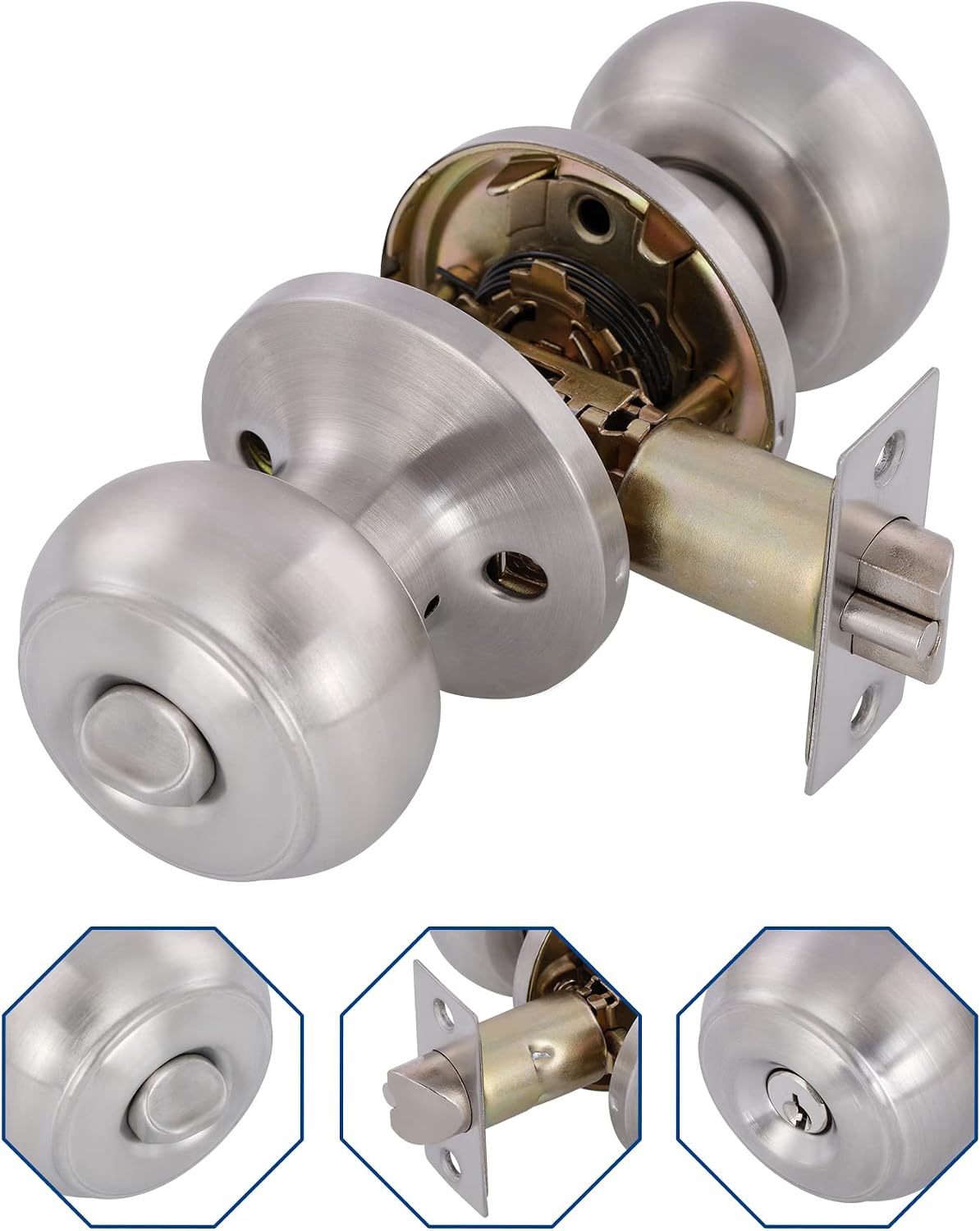 (2 Pack) All Keyed Identical Deadbolt Door knob Single Cylinder Deadbolt Lock Combo Set, Classic Satin Nickel
