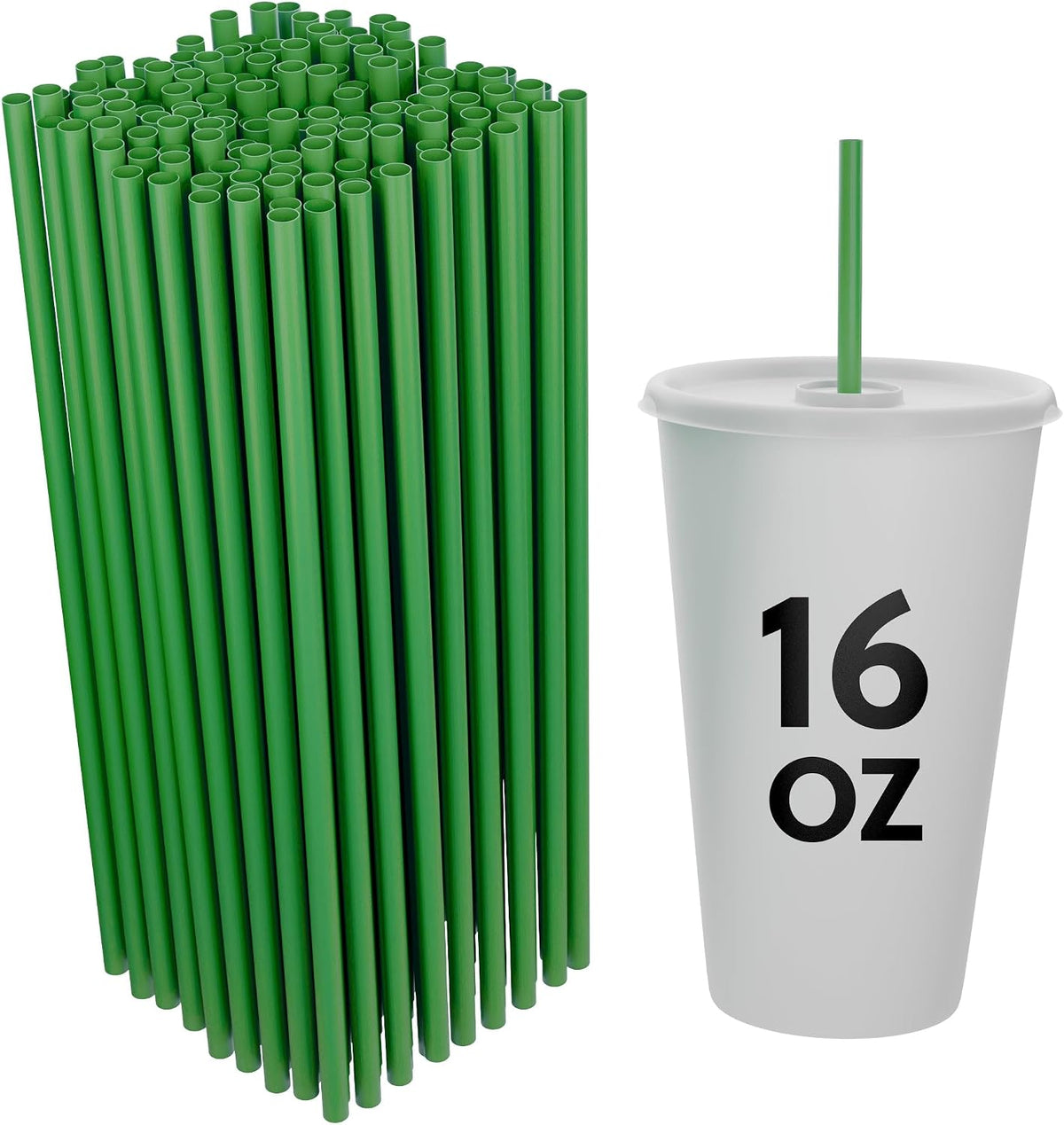 Disposable Plastic Drinking Straws, Straight 7.75-Inch, Green, 500 Count
