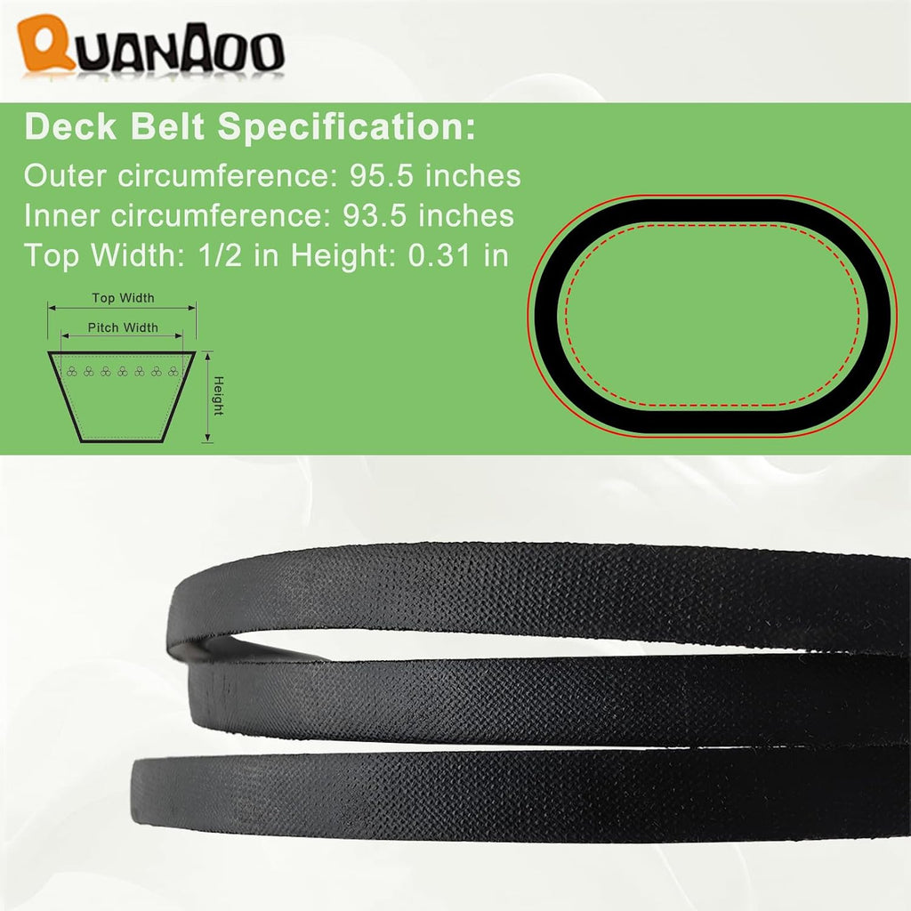 144959 Deck Belt 1/2" x 95.5" fits Craftsman LT1000 LT2000 LT3000 DLT3000 YT3000 42" Riding Mower Repalce 138255 130801 532138255 160855 24690 144959D for Husqvarna Poulan AYP Lawn Tractors