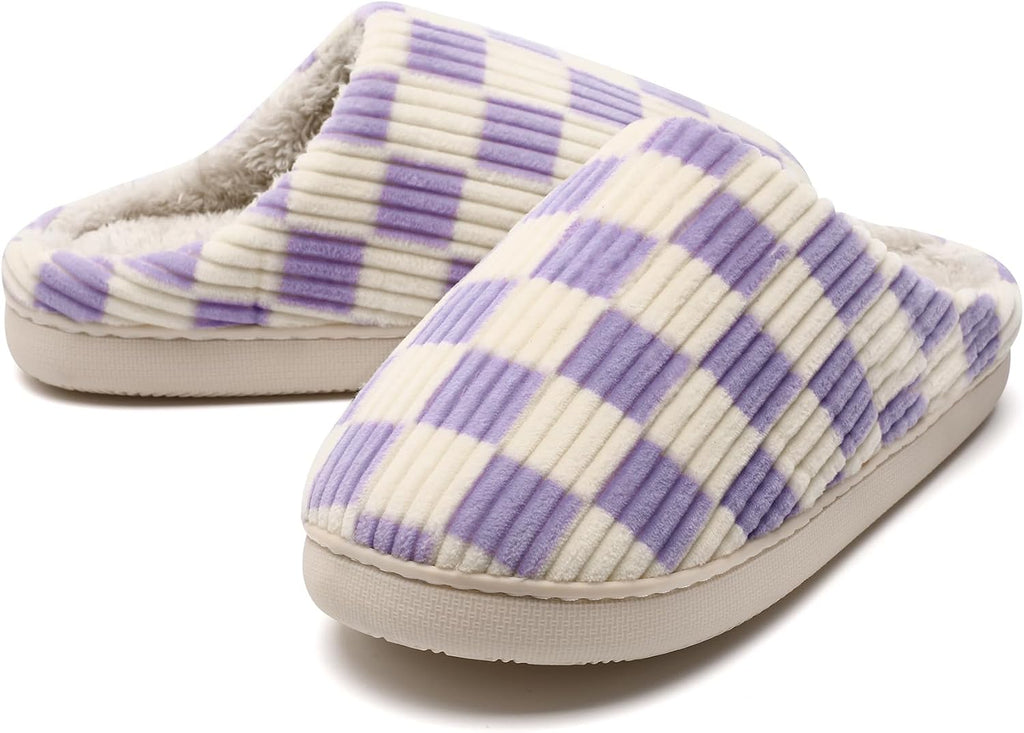 House Slippers for Women & Men - Fuzzy, Casual Indoor/Outdoor Shoes with Memory Foam & Faux Fur Lining