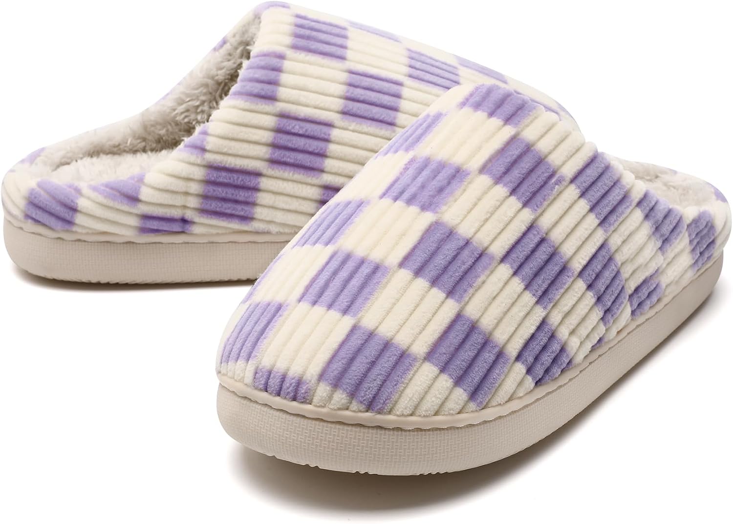 House Slippers for Women & Men - Fuzzy, Casual Indoor/Outdoor Shoes with Memory Foam & Faux Fur Lining