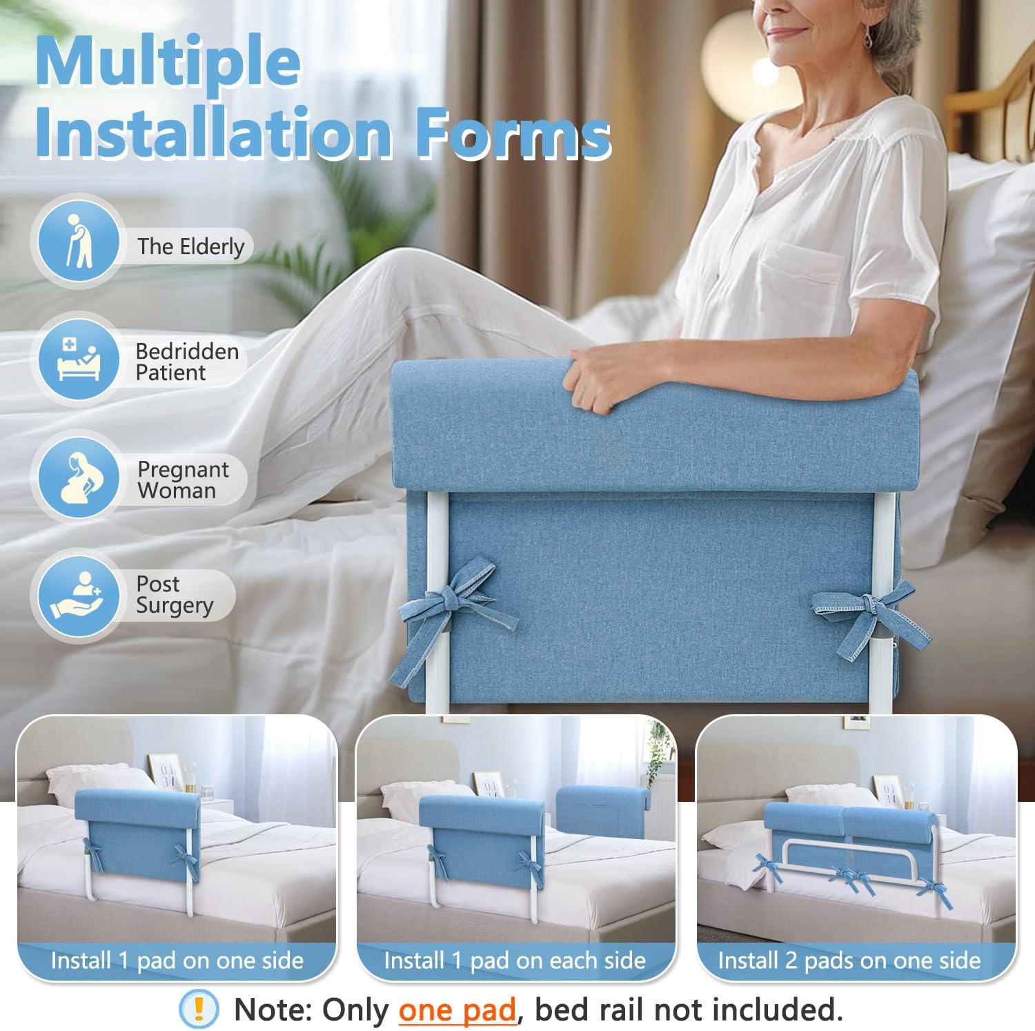 Bed Rail Padding Cushion, Bed Rail Covers Padded for Hospital Beds, Beds Fall Protector, Bedside Guard Bumper Barrier