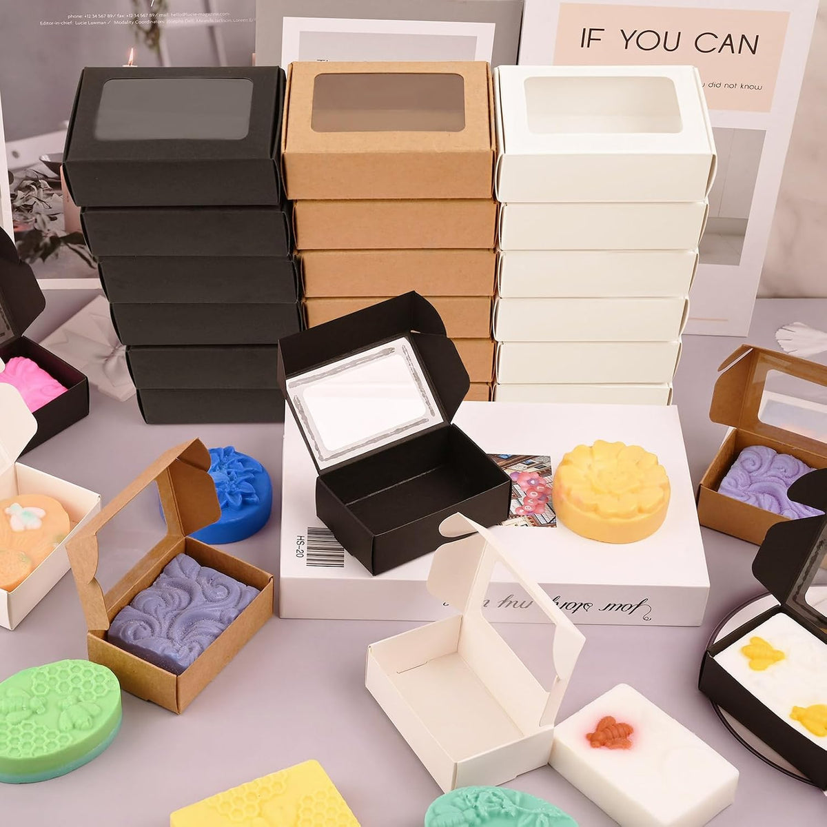 Soap Boxes for Homemade Soap, Soap Packaging Gift Box with Window