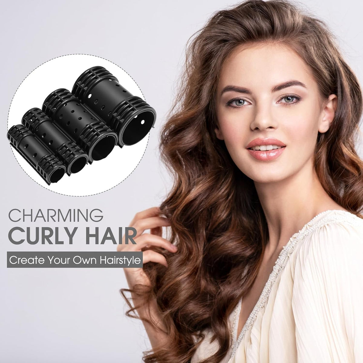 65Pcs Hair Rollers with Clips for Women,Black