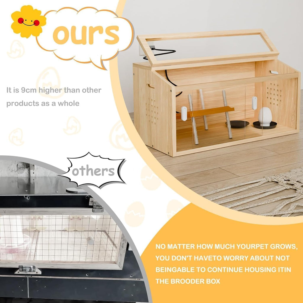 Brooder Box for Chicks Wooden Chick Brooder for Baby Chicks, Ducks
