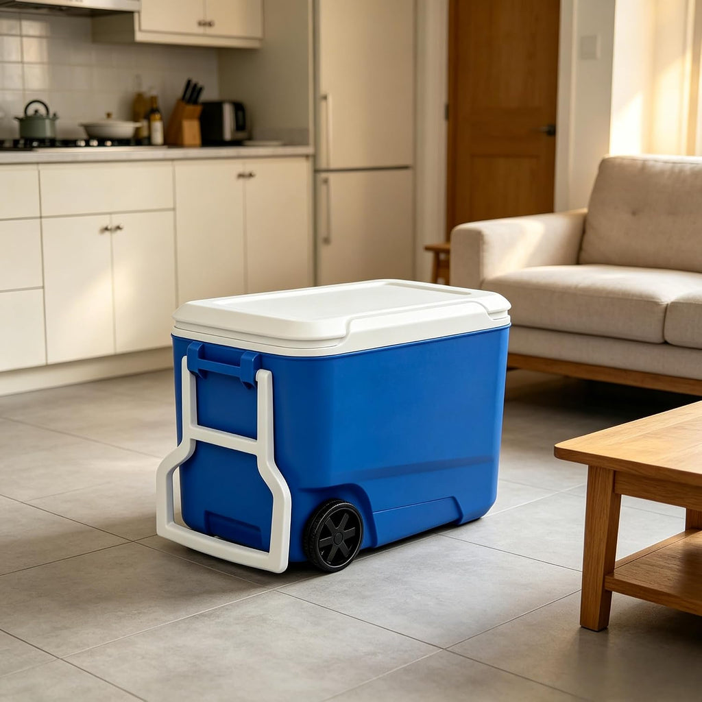 38 Quart Hard Sided Insulated Ice Chests, with Wheels and Handle, Portable Camping Cooler Box, Suitable for Picnics