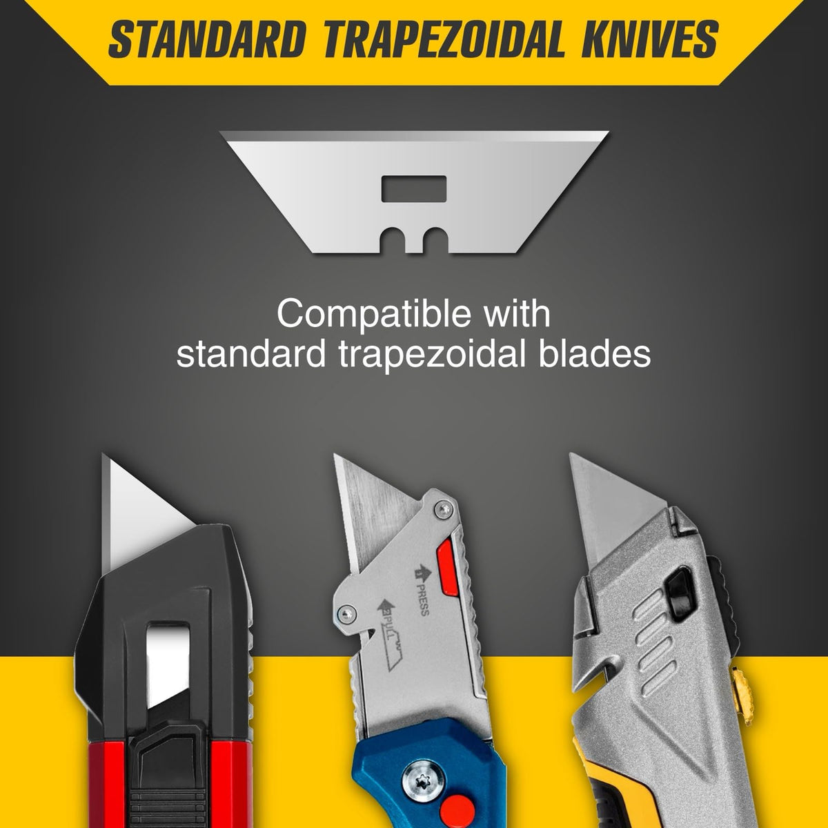 Replacement Trapezoidal Blades for 4-in-1 Utility Knife – 25 Pack SK5 Carbon Steel Utility Knife Blades, Box Cutter