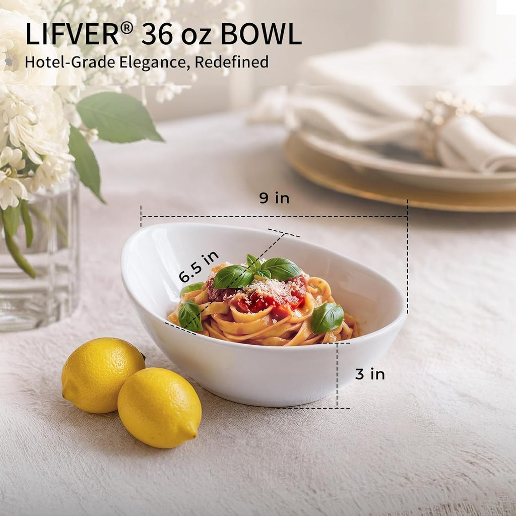 9" Serving Bowls for Wedding Decor, 36 OZ Porcelain Serving Dishes for Entertaining, Large Bowls Set for Soup Salad