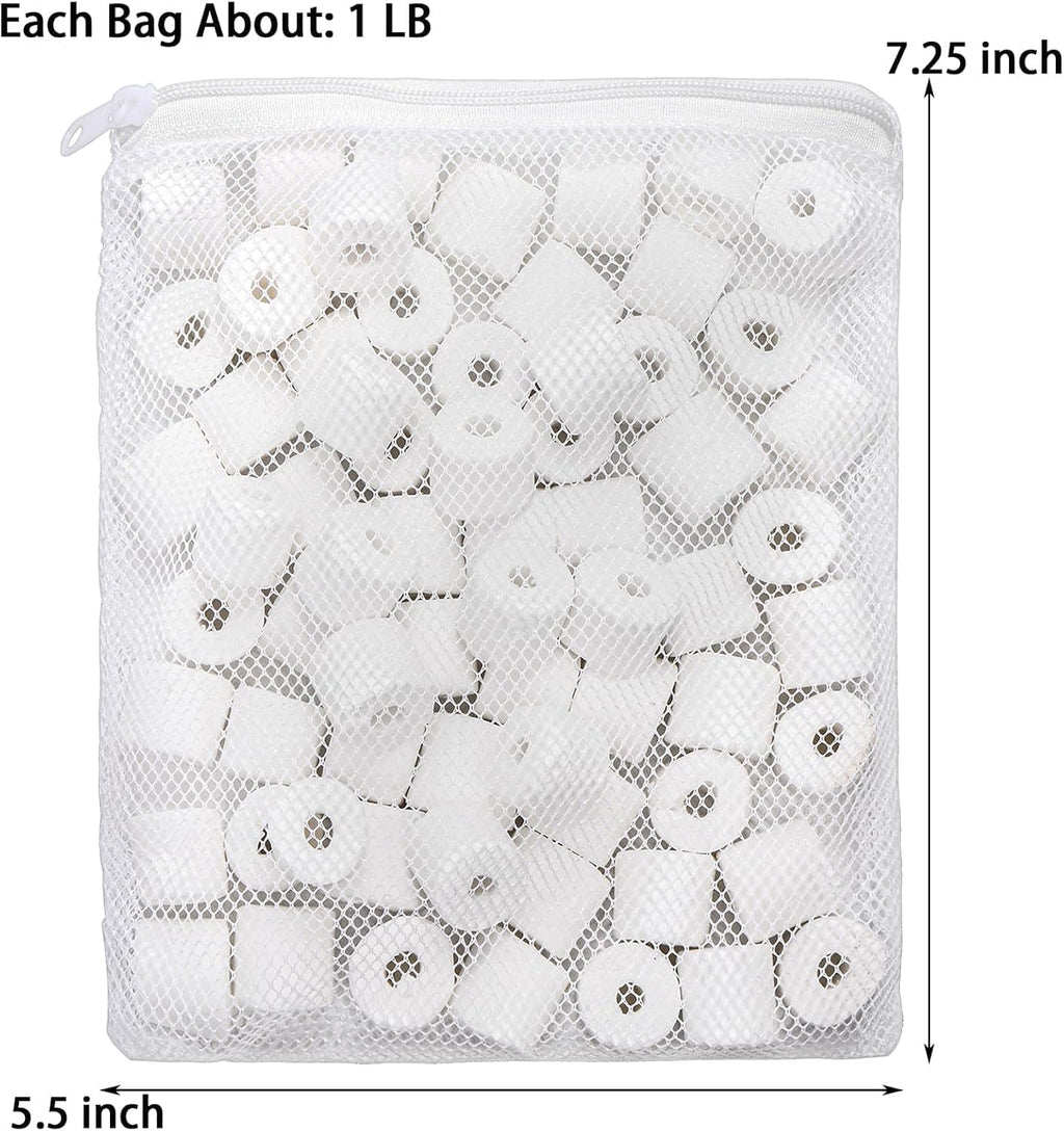 6 Lb Aquarium Filter Media Ceramic Rings, Premier Bio Filter Medias with Zipper Mesh Bags for Koi Pond, Canister