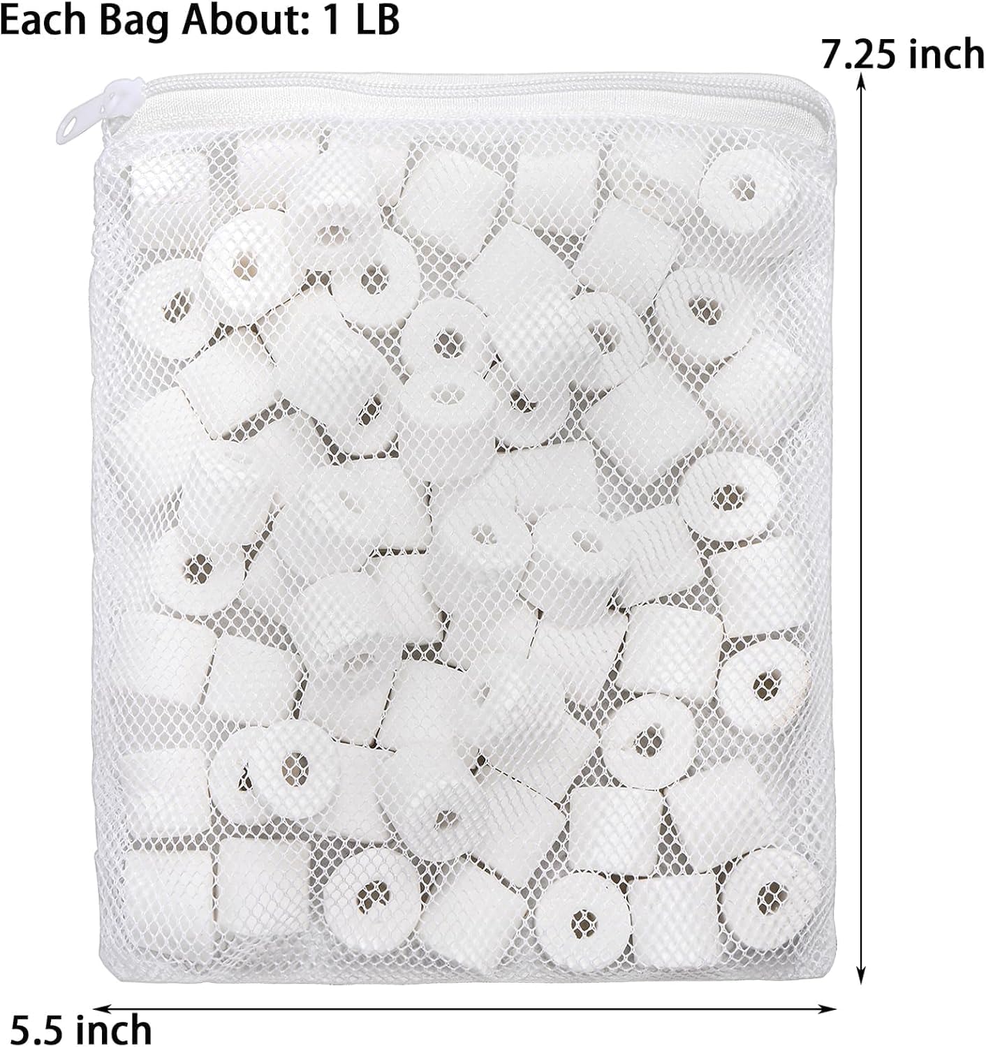 6 Lb Aquarium Filter Media Ceramic Rings, Premier Bio Filter Medias with Zipper Mesh Bags for Koi Pond, Canister