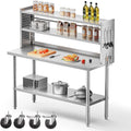 60x24 NSF Stainless Steel Prep Table with Shelf & Casters Work Bench