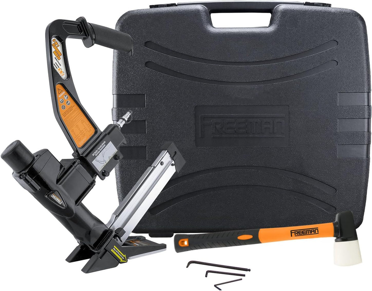 PFL618BR Pneumatic 3-in-1 15.5-Gauge and 16-Gauge 2" Flooring Nailer/Stapler with Flooring Mallet, Interchangeable