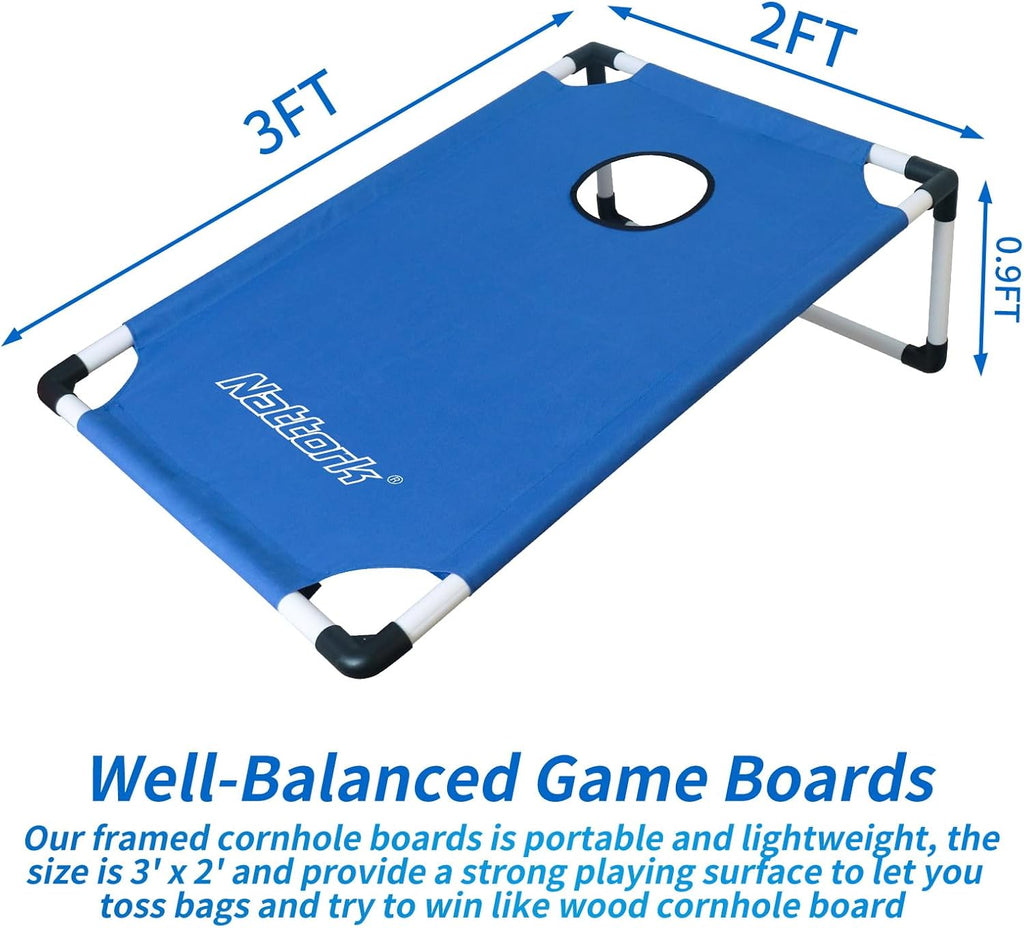 Portable Cornhole Set PVC Framed Corn Holes Outdoor Game Set with 2 Cornhole Boards, 8 Cornhole Bean Bags and