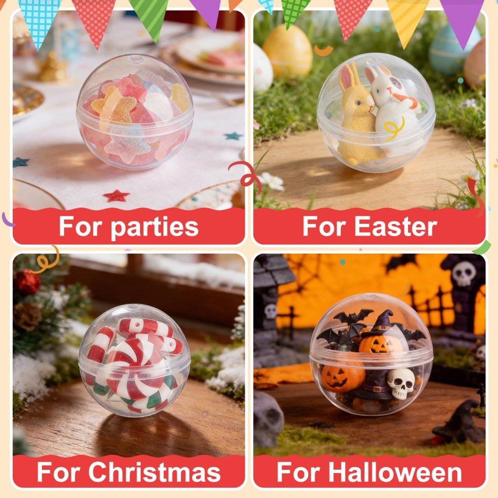 50Pcs Clear Vending Machine Capsules 1.77 Inch Empty Gumball Machine Containers Transparent Plastic Round Balls for