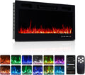 36'' Electric Fireplace, 2-in-1 Ultra-Thin Wall Mounted & Recessed Fireplace with Remote & APP Control, 1500W Wall