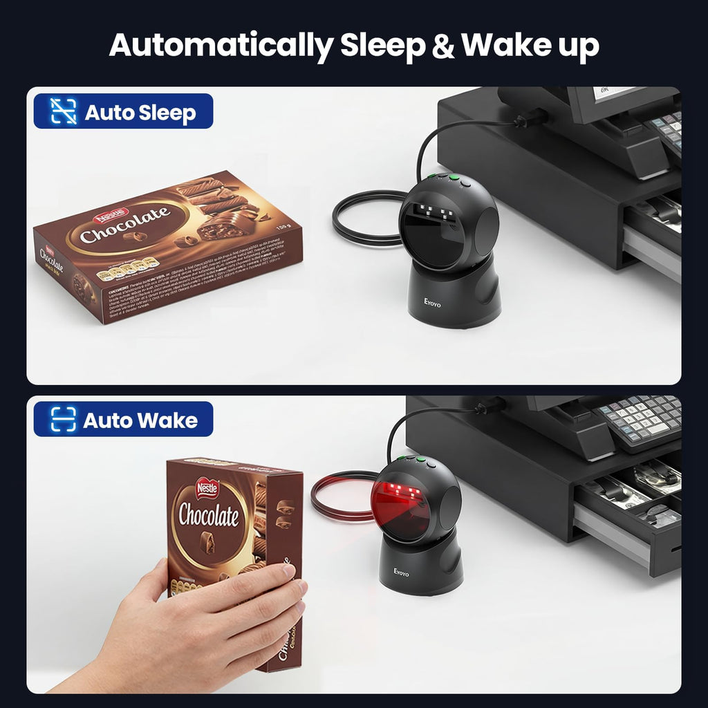 Hands-Free Omnidirectional USB Wired Desktop 1D&2D QR Barcode Scanner