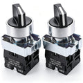 TWTADE 2 Pack 22mm 3 Position Maintained Selector Switch, 2NO 10A 440V Latching Rotary Switch, Metal Head Industrial Control Push Button Switch for Machine Control Panel HB2-BD33