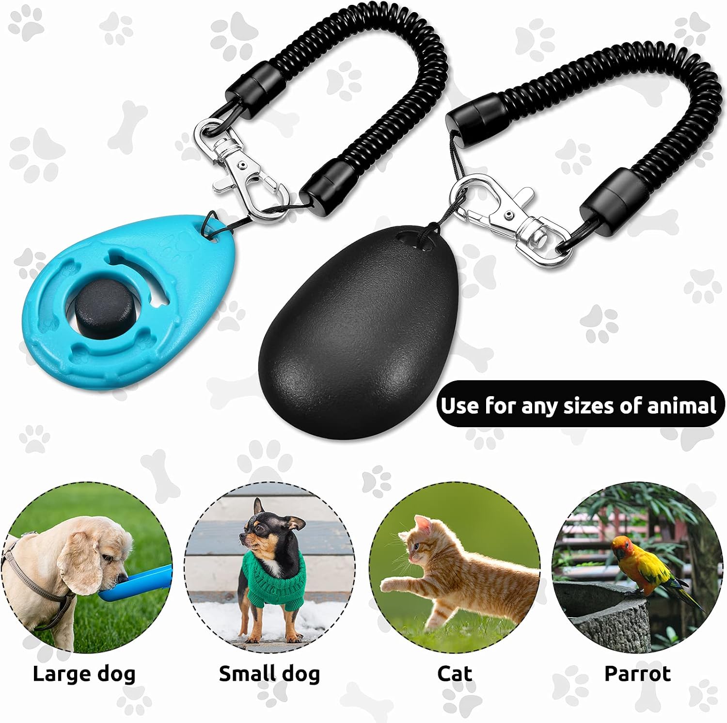 18 Pieces Dog Training Clicker, Pet Behavioral Training Clickers with Wrist Strap for Dogs Cats Puppy Birds