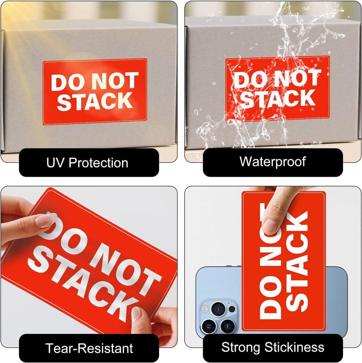 5 x 3 Inches Do Not Stack Labels 500 PCS Waterproof Vinyl Stickers