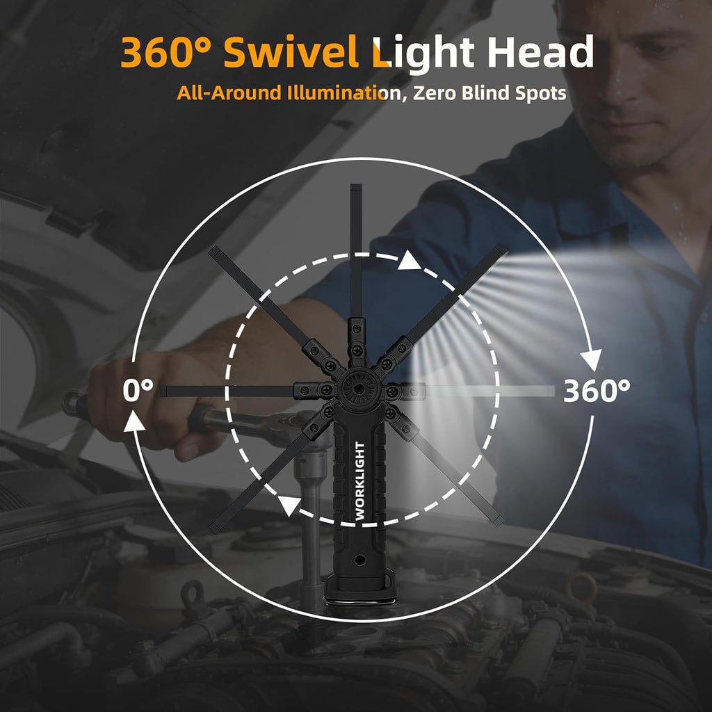 Tool Fathers Day Dad Gifts for Men Him Husband, LED Rechargeable Work Light for Mechanic with Magnetic Base Hook