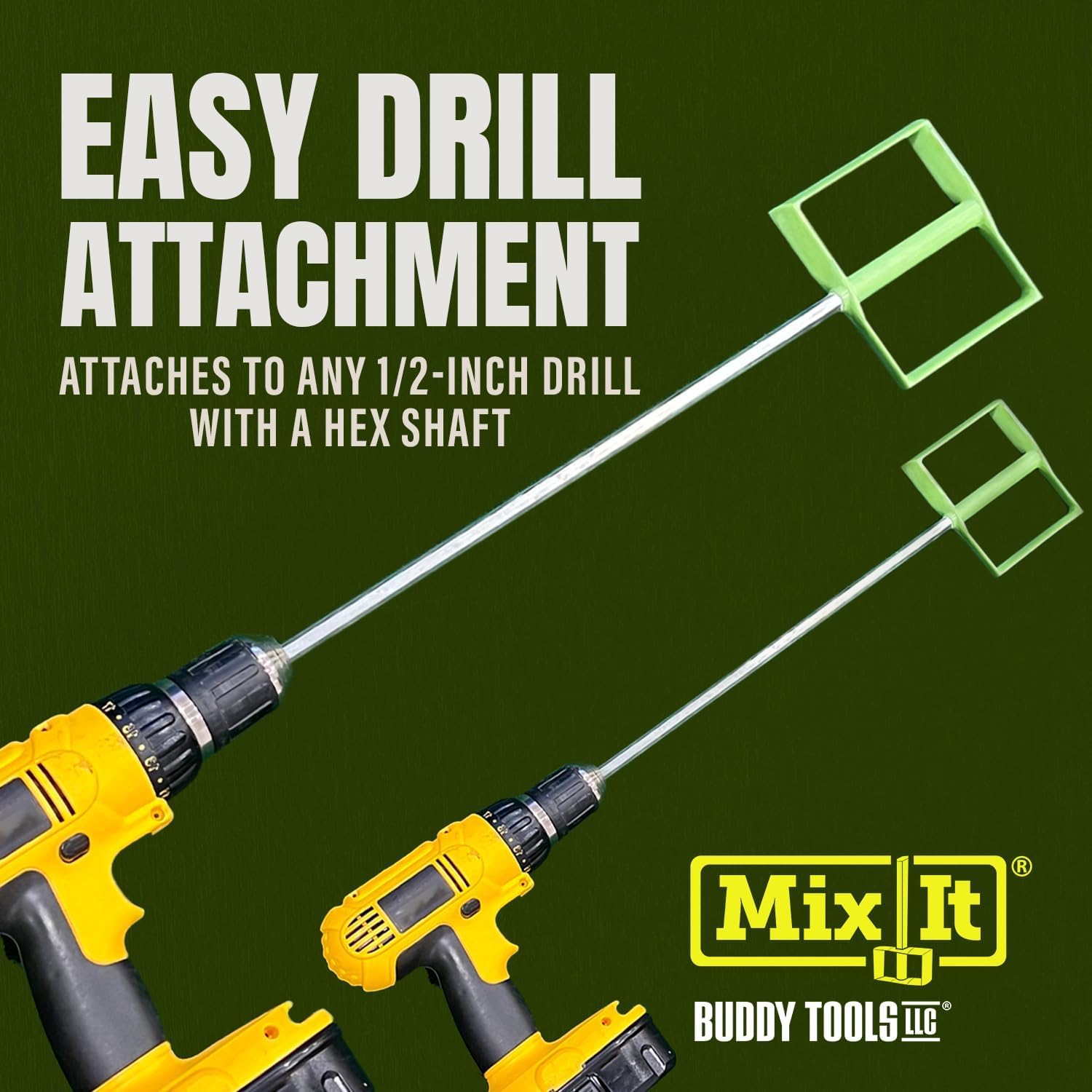 Mix It, 18" Length Mud Mixer | Durable ABS Paddle – Efficient Paint Mixer for Drill – Easy-to-Use & Rust-Resistant