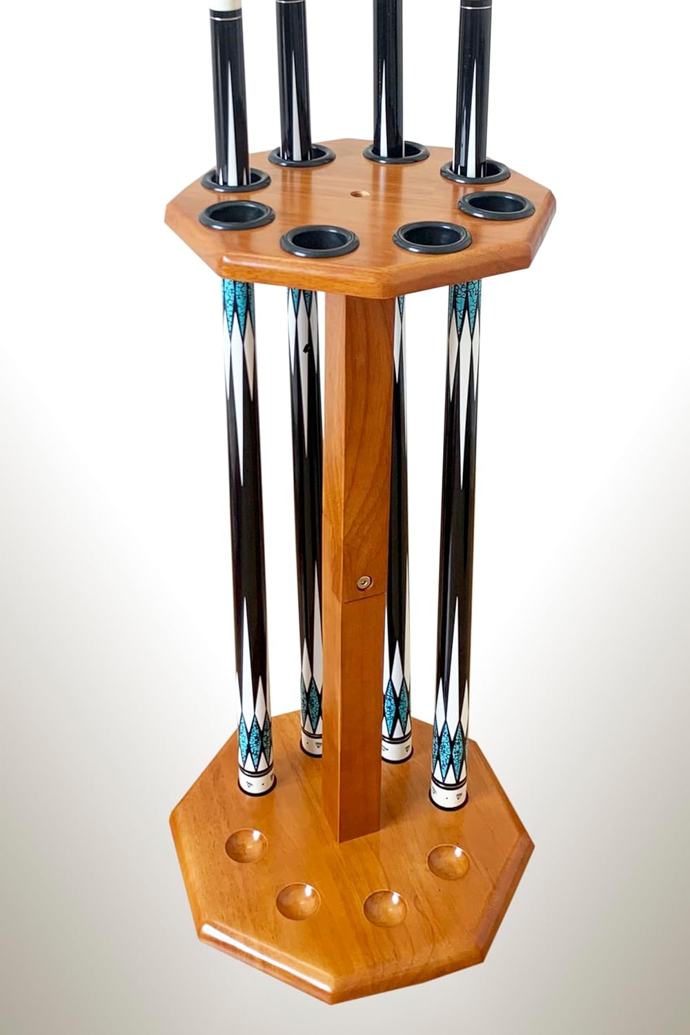 Freestanding Billiard Cue Rack, Pool Table Accessories Hold 8 Cues, Pool Cue Stick Holder, Wooden Floor Stand Pool