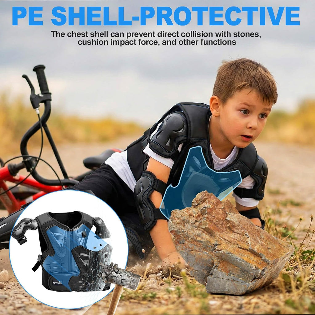 Kids Teenager Motorcycle Armor Vest Suit, Chest Protector Dirt Bike Gear, Motocross Jakckets with Knee Elbow Pads