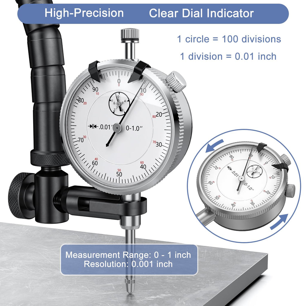 Precision Dial Indicator 0-1", Resolution: 0.001", with Case