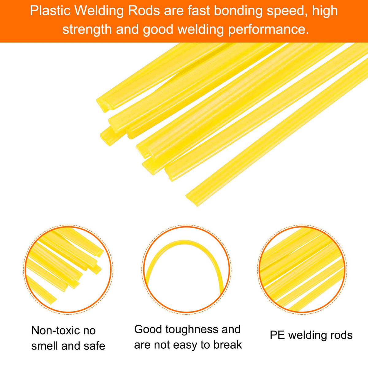 MECCANIXITY Plastic Welding Rods 20" PE Yellow 10 Pcs
