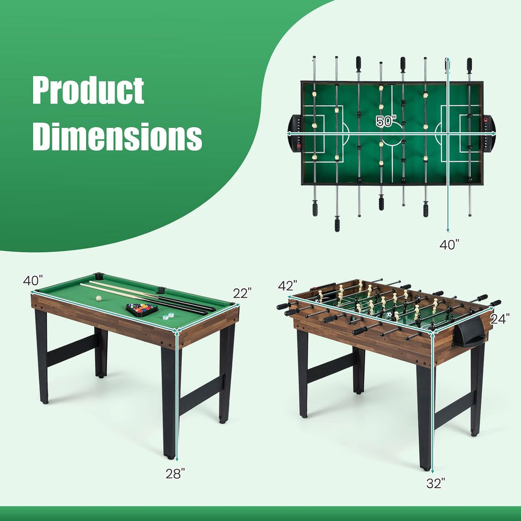 Multi Game Table, 10 in 1 Combo Game Table w/Foosball Table, Hockey, Pool Table, Ping Pong, Shuffleboard, Bowling & 4