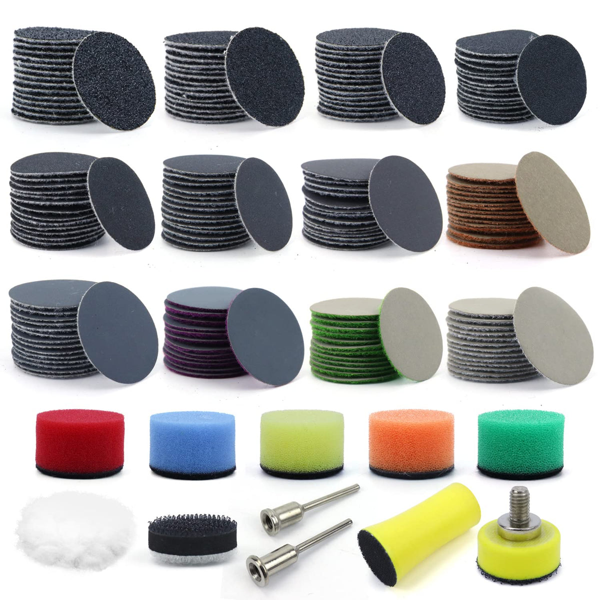 POLIWELL 191 Pack 1 Inch Wet Dry Sanding Discs Rotary Tool Kit