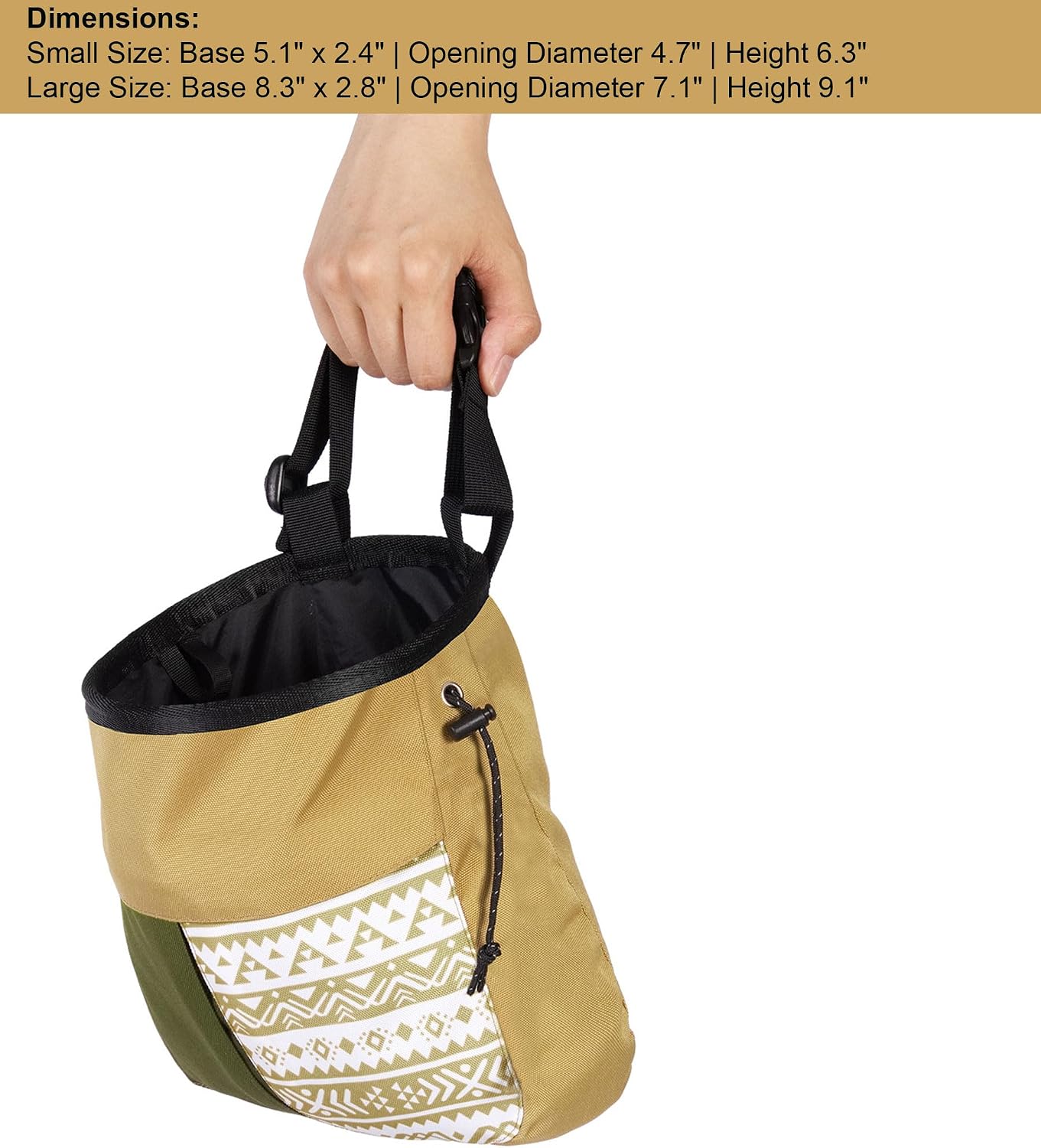 Climbing Chalk Bag, Large Capacity Rock Climbing Chalk Bag for Bouldering, Weightlifting, Gym, Disc Golf & Wall