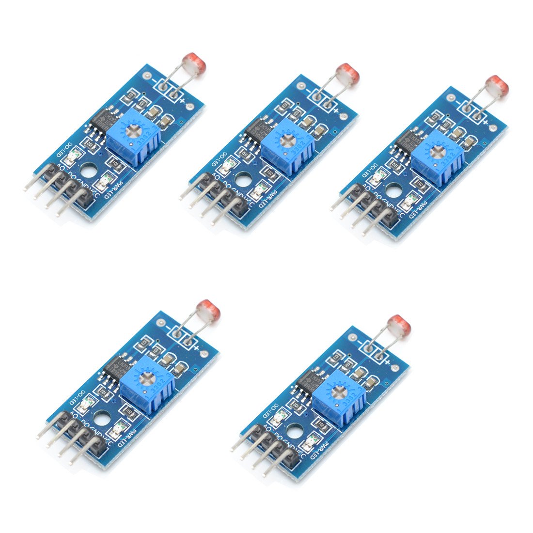 Oiyagai 5-Pack LM393 Photoresistor LDR Light Sensor Module 4-Pin
