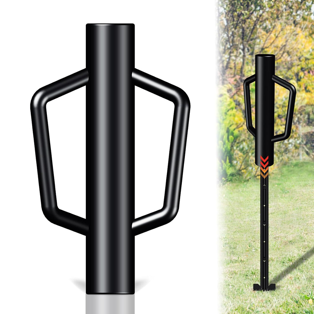 Fence Post Driver with Handle 12LB, T Post Pounder for Wire Fencing, Black
