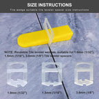 Tile Leveling Wedges 1260 pieces Reusable Tile Leveler System for 1/8" 1/12" 1/16" 1/32"tile Spacers, Tile Leveler