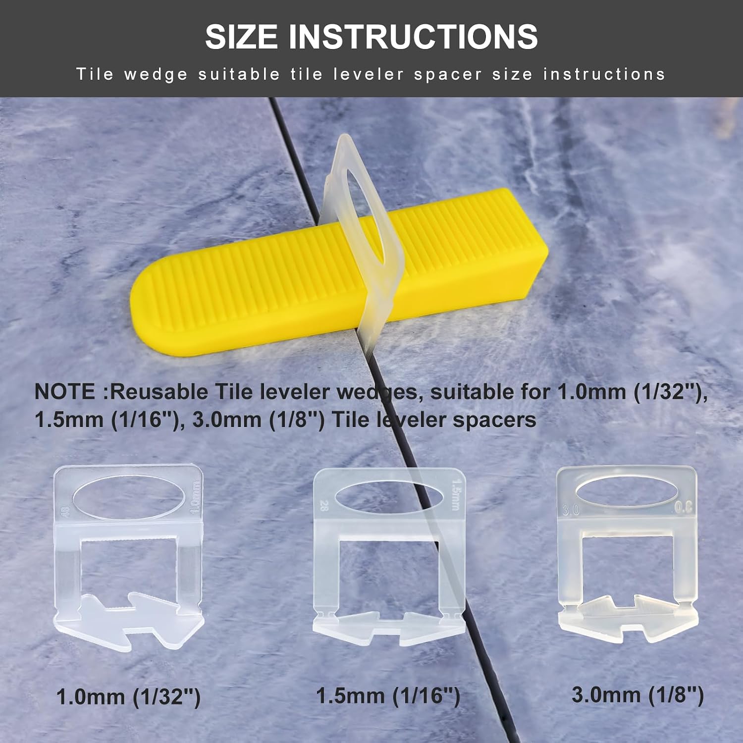 Tile Leveling Wedges 1260 pieces Reusable Tile Leveler System for 1/8" 1/12" 1/16" 1/32"tile Spacers, Tile Leveler