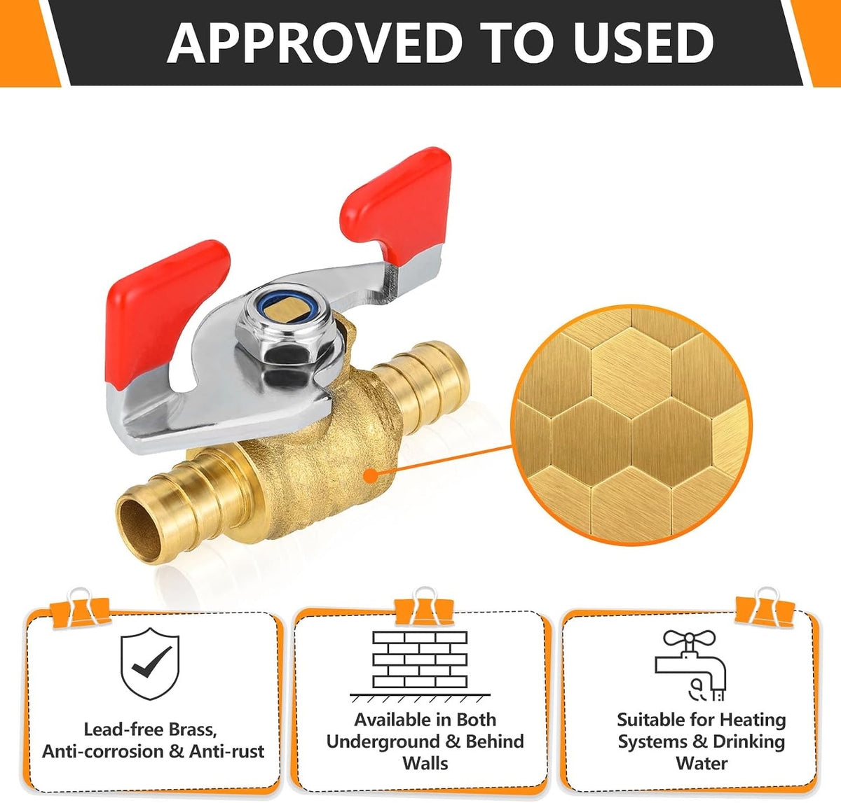 4PC HeSun 1/2" Crimp PEX Ball Valve w/Butterfly Handle(VALVE033-4)