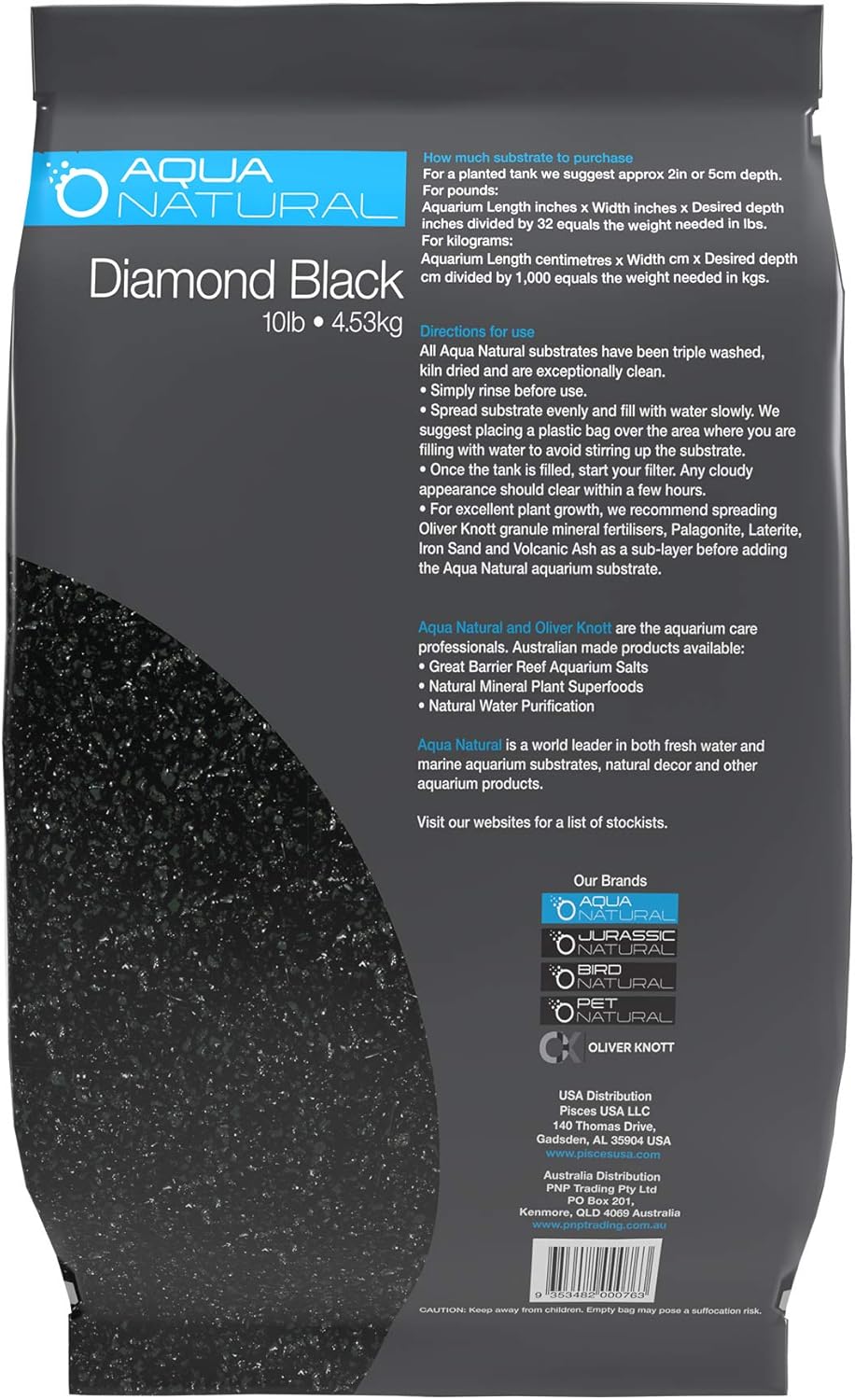 Aquarium Substrate, Diamond Black Gravel, 10lb | 1-2mm