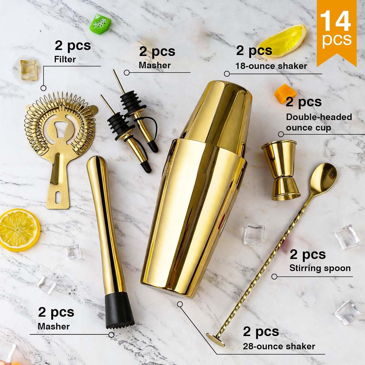 Cocktail Shaker Set, Boston Shakers, Bartending Drink Shaker Kit